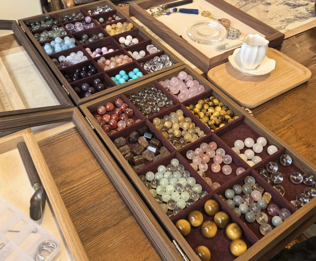 非金属玻璃手链 （直播间拆）天然多宝diy散珠许愿+对对碰