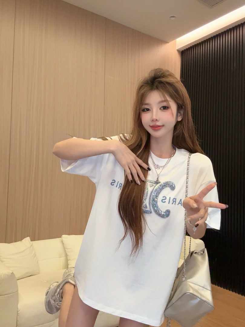 李馨儿【生椰牛乳】气质长袖学生短袖时尚修身拼接法式打底百搭T恤