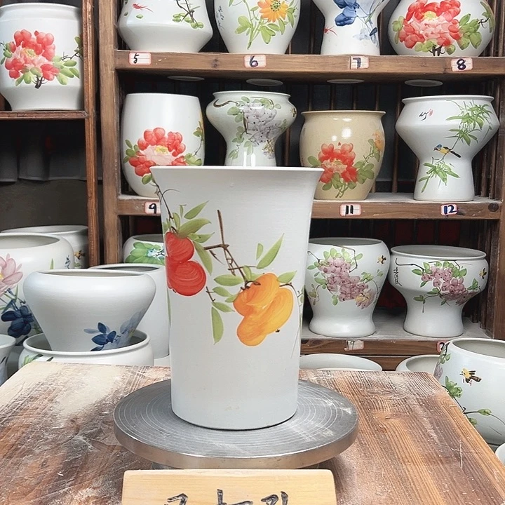 摆件蓝花盆四字陶瓷新款陶瓷