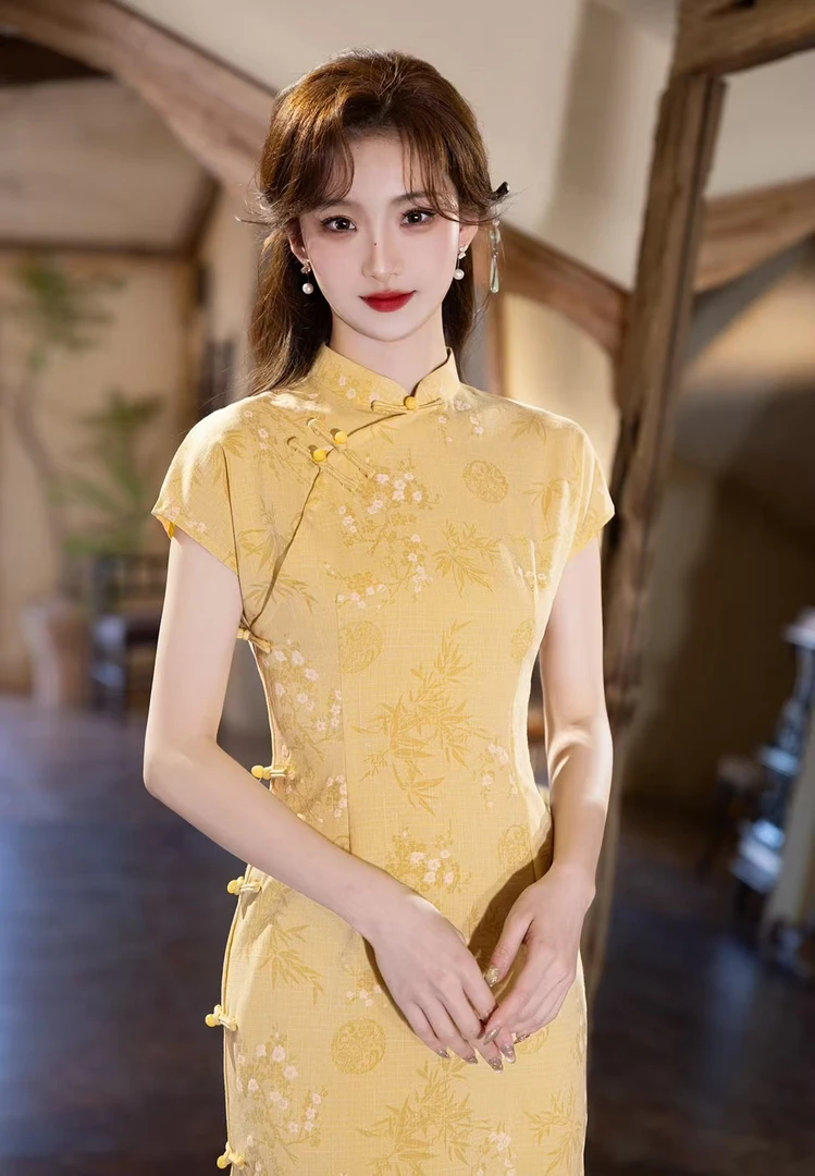 【沈氏-花海】夏季新款小个子旗袍文艺清新减龄显白