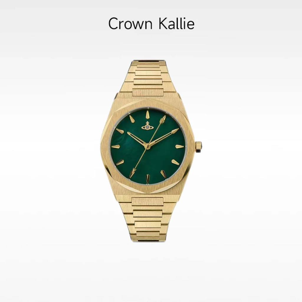 【Crown Kallie】西太后联名土星元素系列碧玉绿金女士腕表ck8148