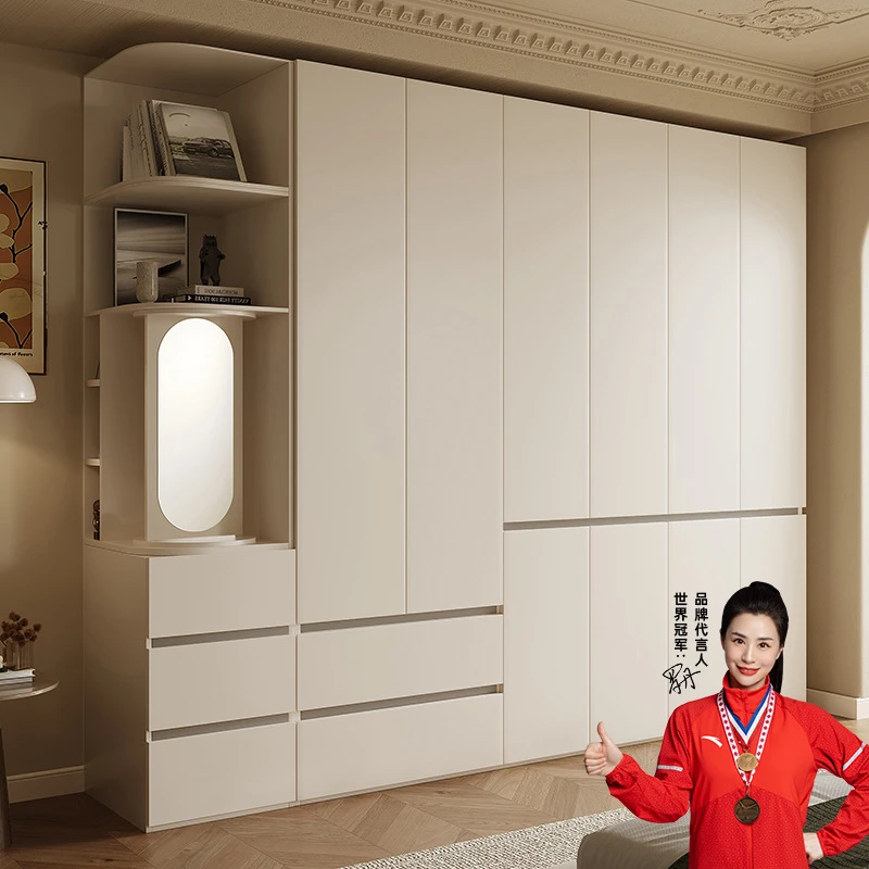 蔚然美家爆款白色分段式衣柜家用卧室简约实木ENF级储物成品衣橱
