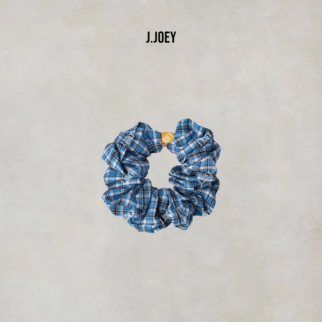 J.JOEY "100棉"经典蓝黑格简约高弹力百搭头绳发饰 B50510