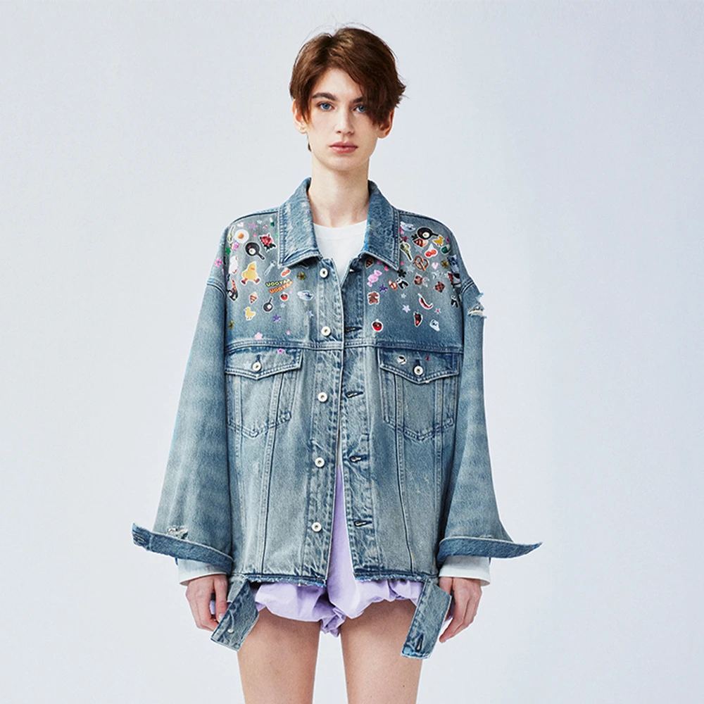 UOOYAA/乌丫2025春季新款「贴贴纸」牛仔外套UY25144N437147