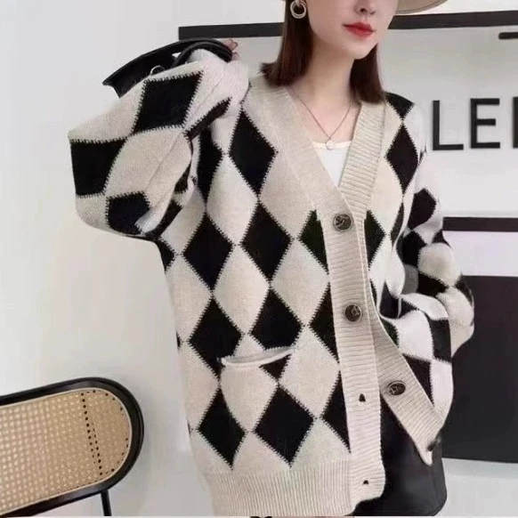 2025春秋新款慵懒风加厚毛衣开衫女洋气百搭宽松外穿针织外套上衣