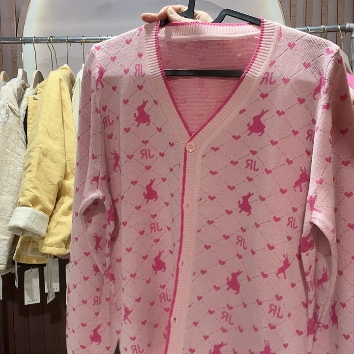 枫***零粉色针织外套开衫