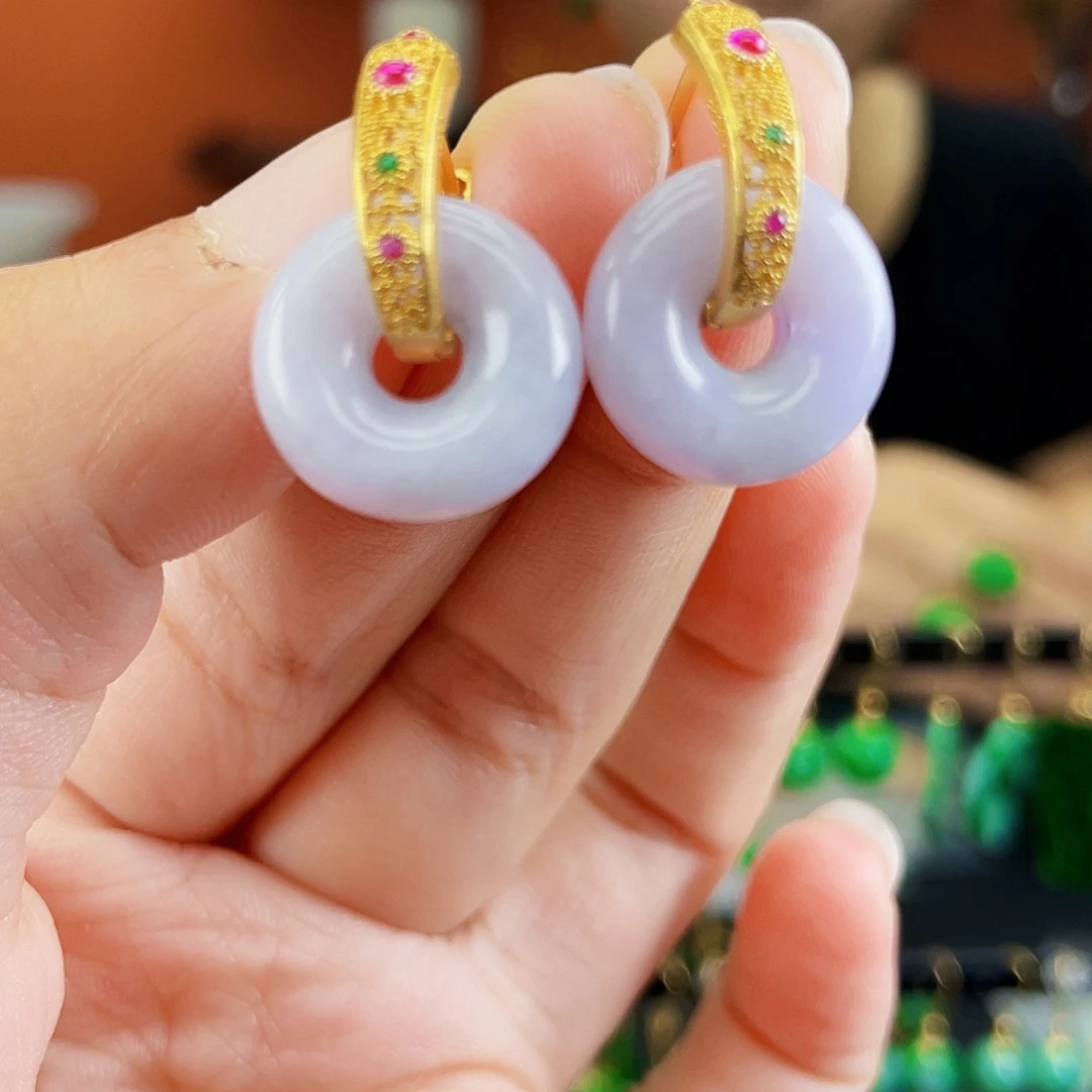 银S925镶嵌翡翠耳饰