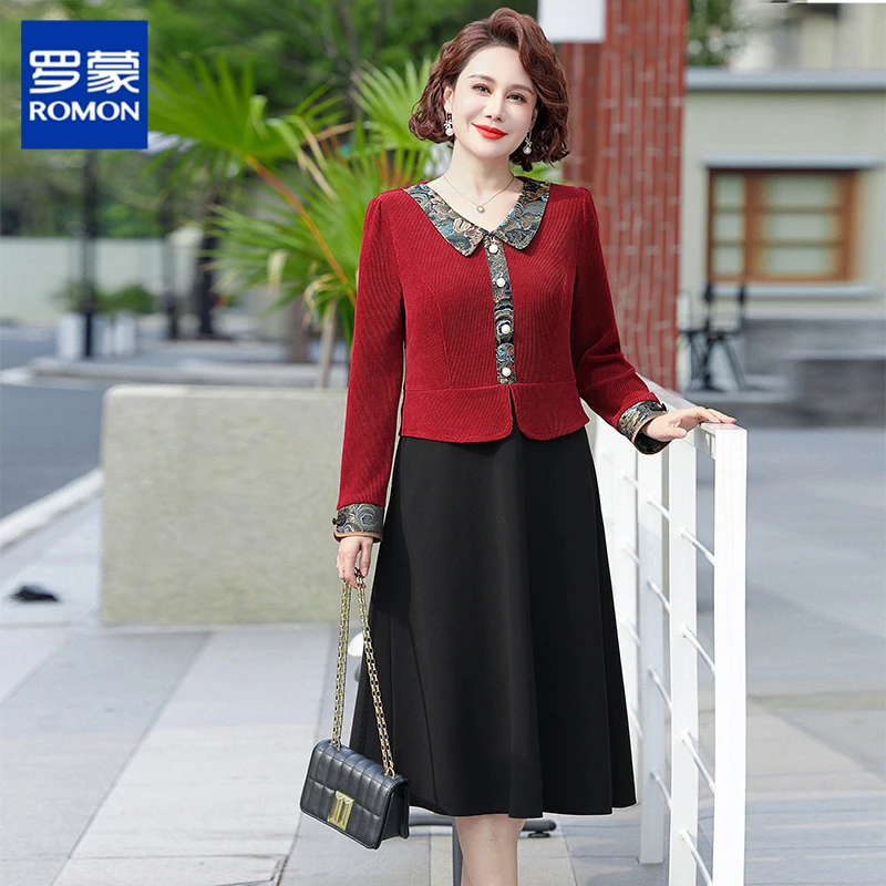 罗蒙喜婆婆婚宴装中式连衣裙2025新款春秋妈妈结婚礼裙子平时可穿