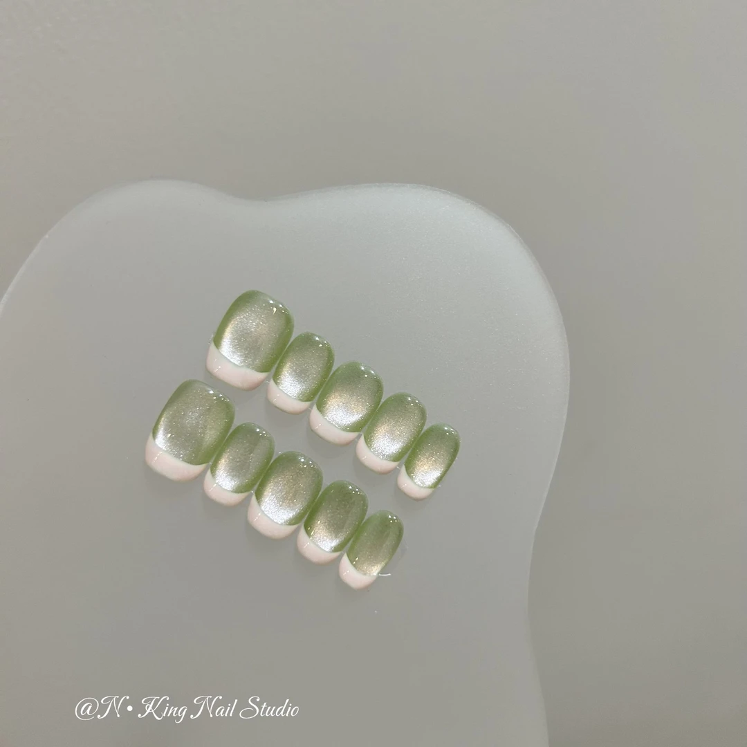 【冰透芭乐】夏日极简粉色法式手工穿戴甲美甲贴可拆卸粘贴甲片好拆