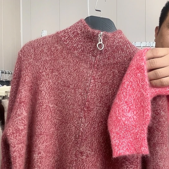 247花粉色拉链开衫105