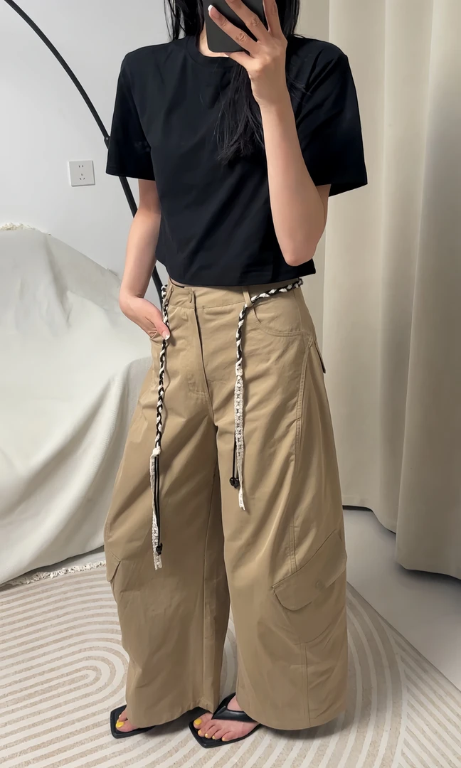 美式街头弯刀裤子工装裤女新款复古廓形休闲裤