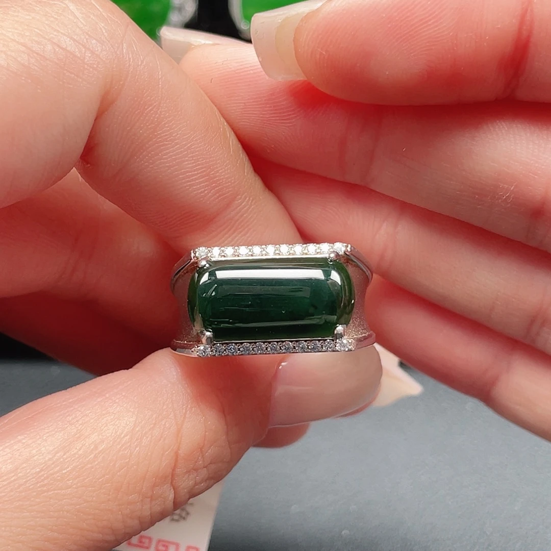 翡翠银S925镶嵌戒指没有运费险3348