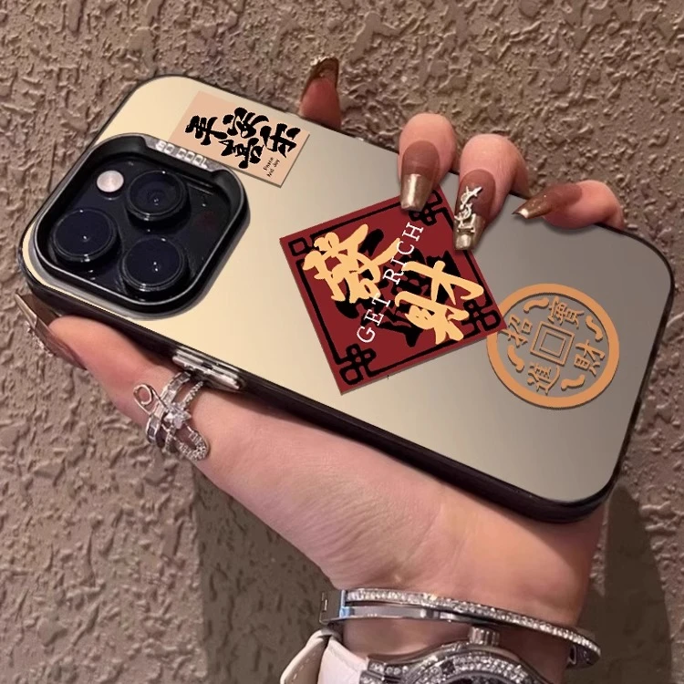 發财适用苹果16promax手机壳新款男女彩绘iphone15pro平17promax