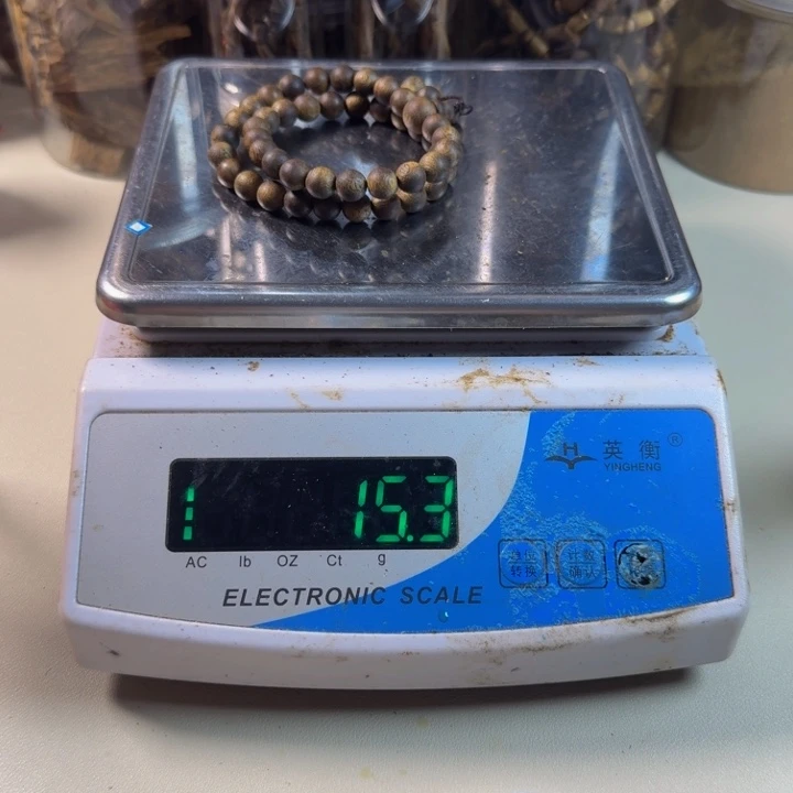 沉香碎屑沉香胖*绿奇楠莺歌绿09圆珠双圈