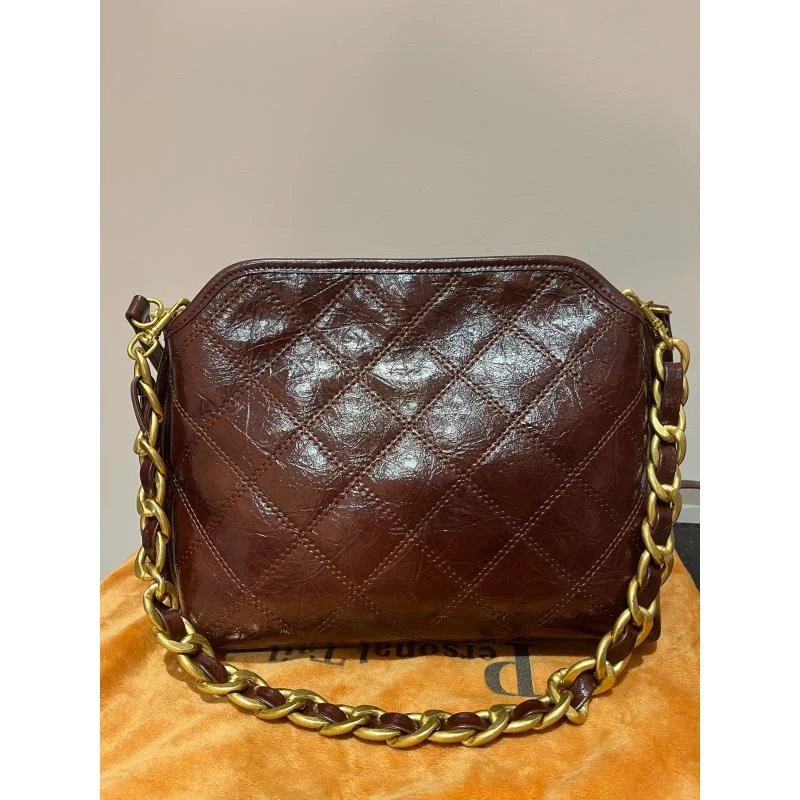 HIRMRISHIRMRIS手工真皮包550830-棕 菱格贝壳阳