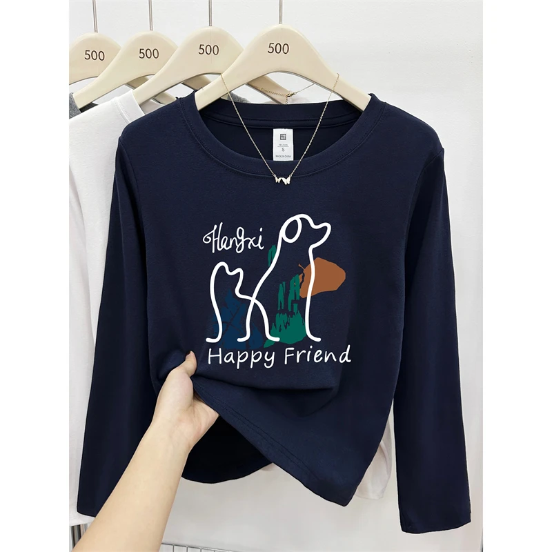 秋季新款正肩长袖t恤女装设计感时尚大码胖mm显瘦圆领打底衫上衣