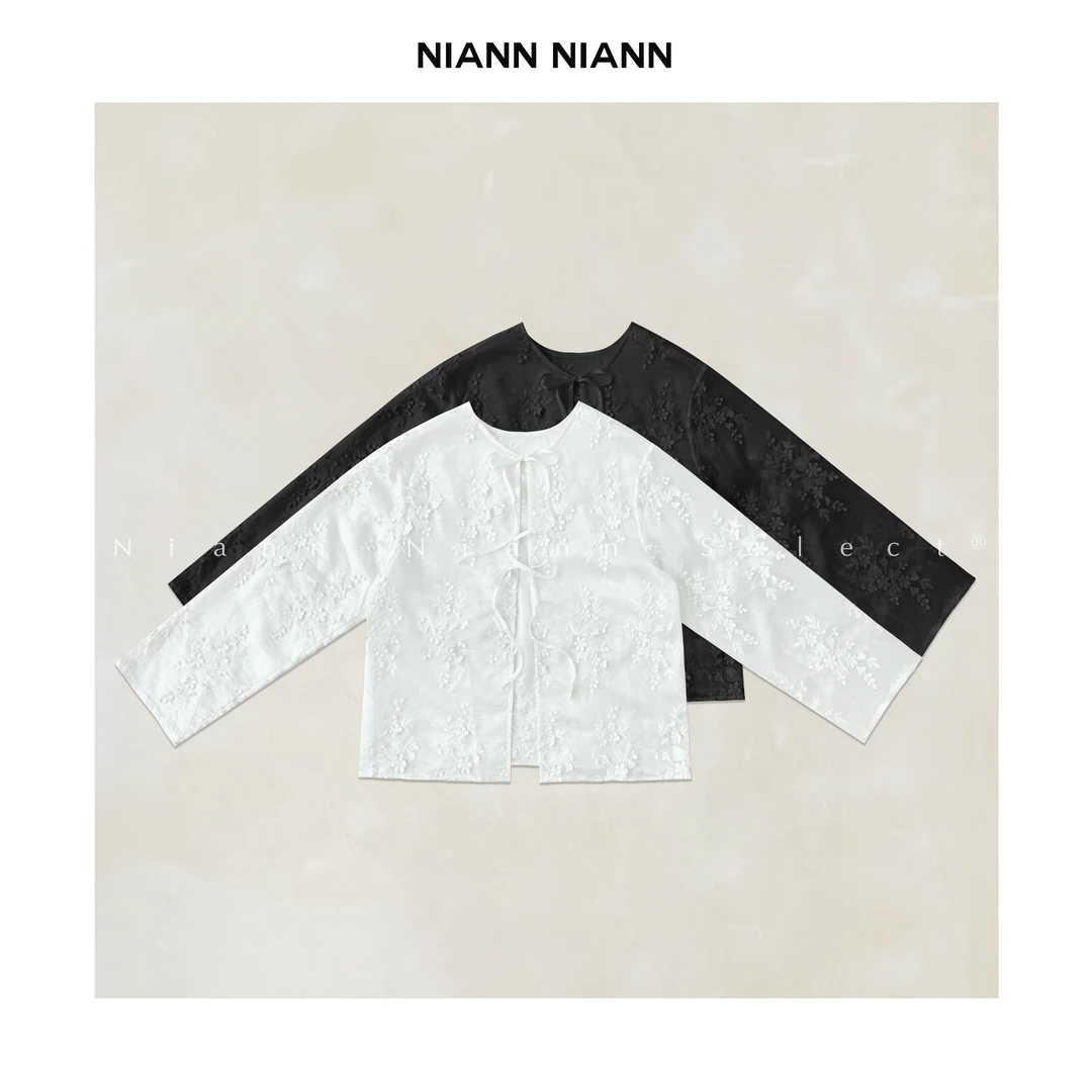 NiannNiann 新品女装法式轻薄重工立体绣花防晒外套15762