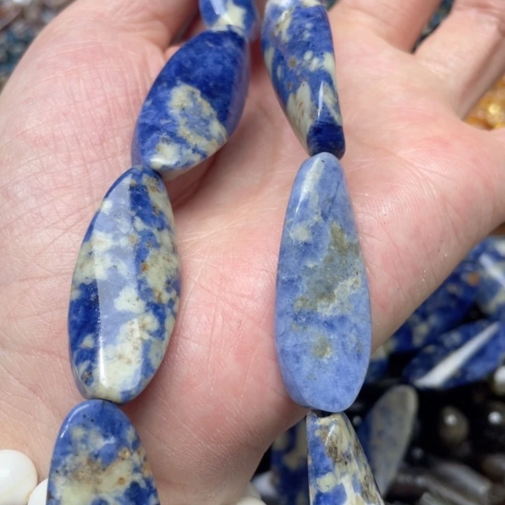 玛瑙/玉髓合金珠宝半成品一条17x40m蓝纹石扭形