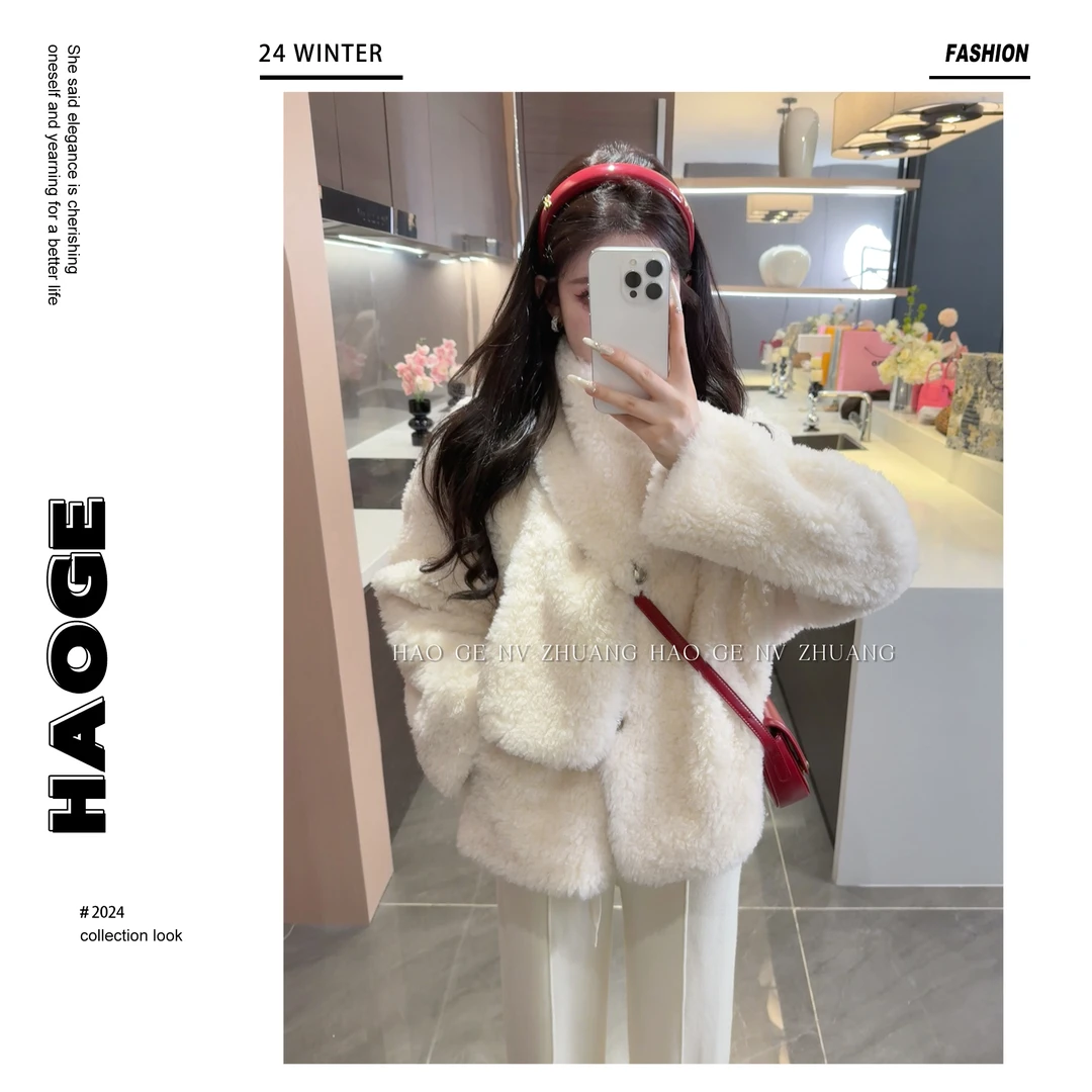 西恩严选●初雪降临Q4WT3020A外套预气质白色时尚秋冬韩版百搭