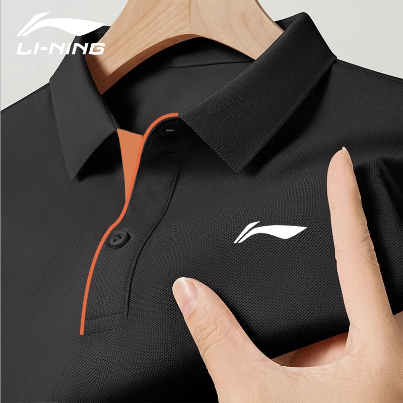 李宁Polo短袖t恤男夏季冰丝薄款透气男士翻领速干衣运动宽松半袖