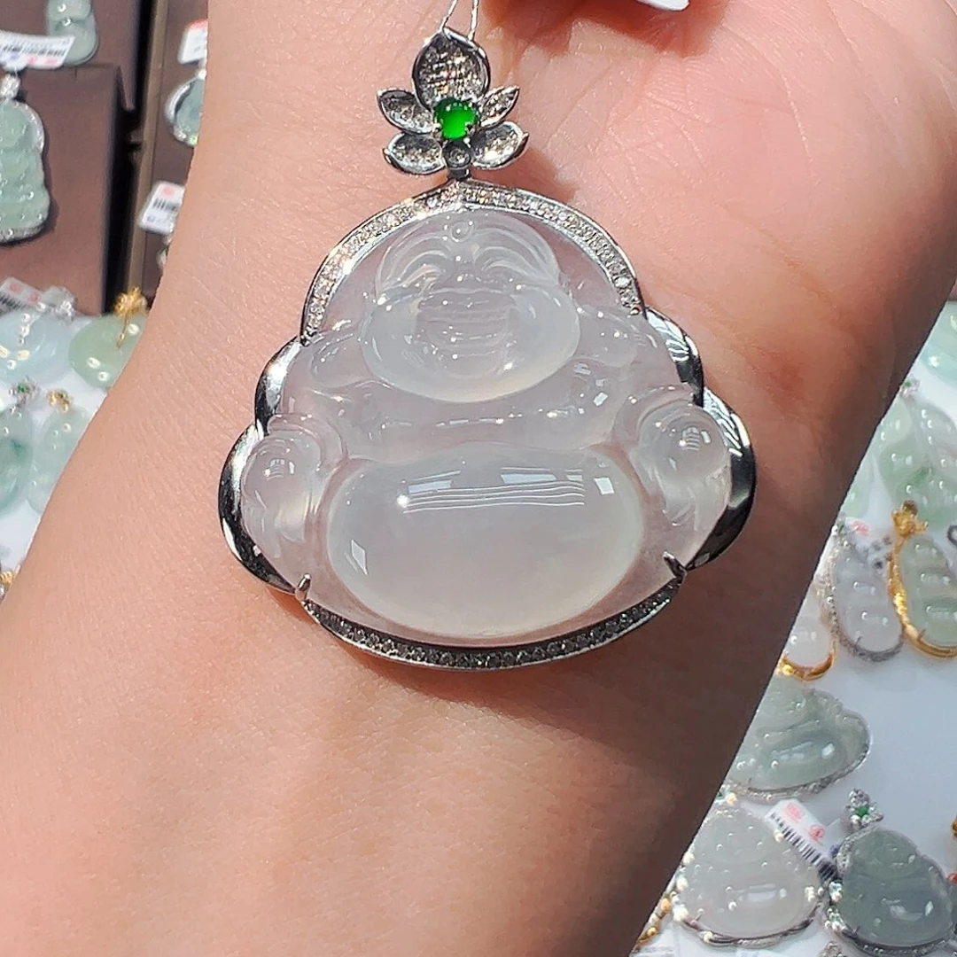 吊坠(不含链)18K金镶嵌翡翠佛公