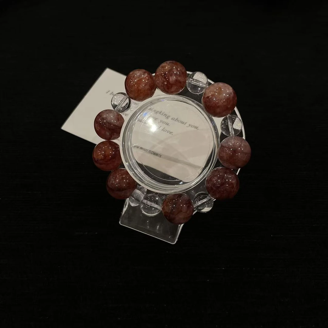 「YIMIMI」天然水晶9-16mm红胶花多宝手链x2535多样性发货