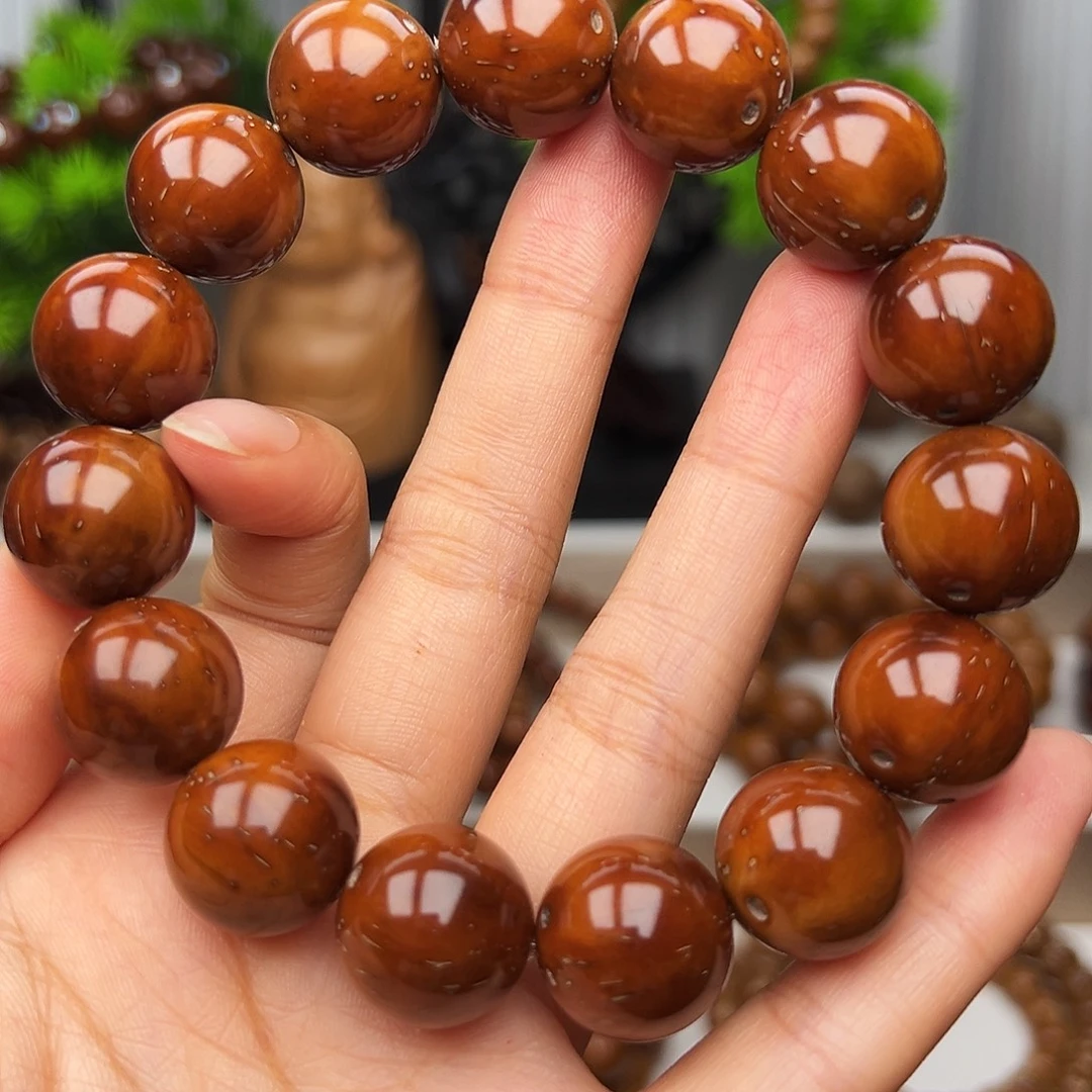 紫金鼠手串卡16.3半实心光珠 练手款