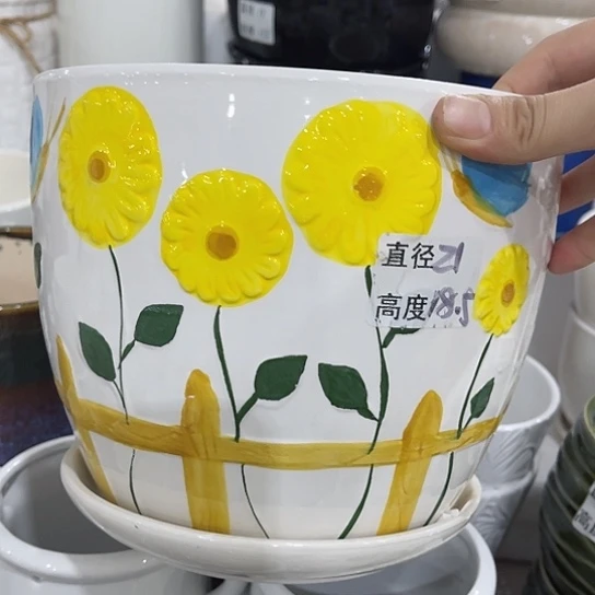 多肉绿植陶瓷花盆9.9包邮，有孔