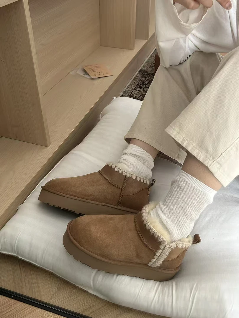 【厚底冬雨毛线】2025年新款桑坡发货羊皮毛一体雪地靴