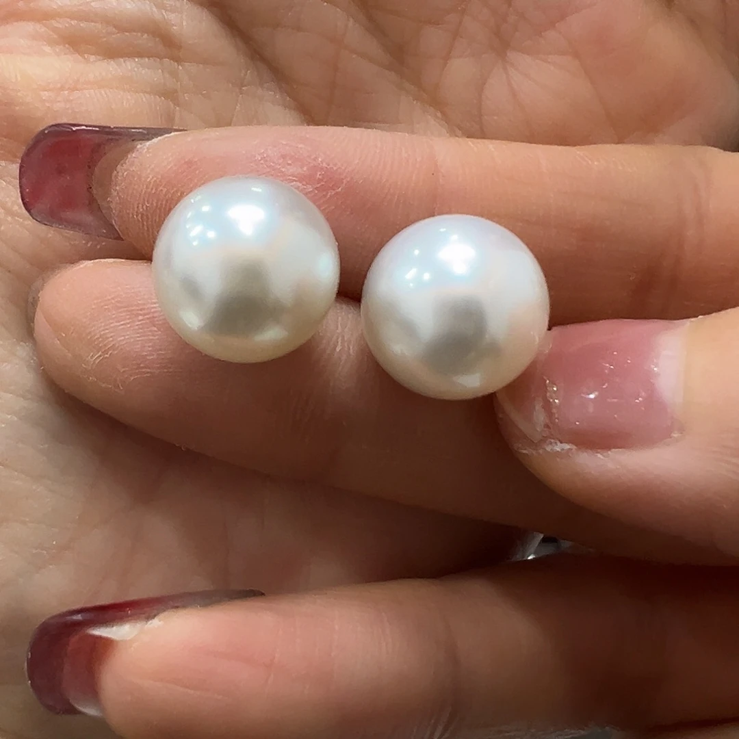 海水珍珠耳饰银S925镶嵌一****?