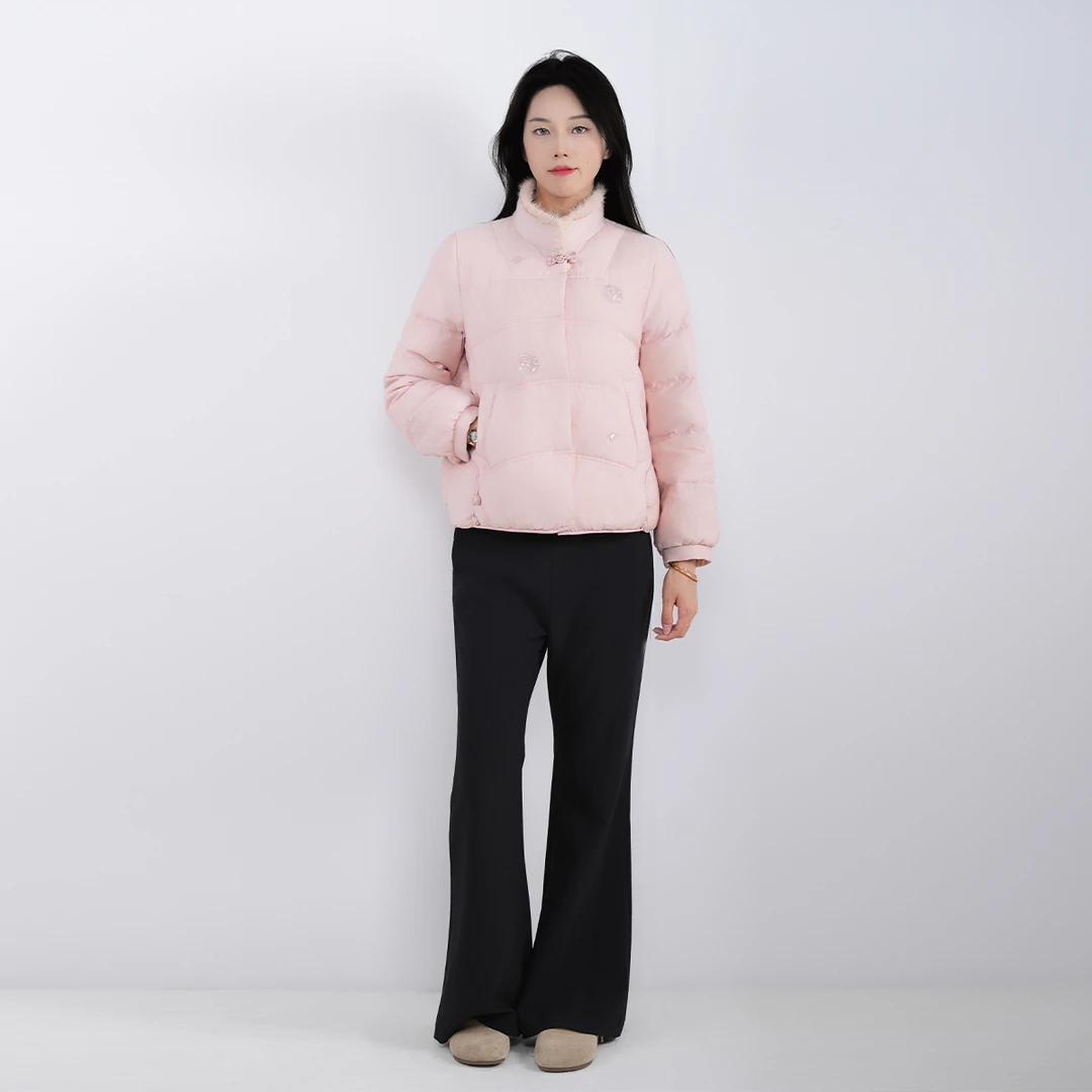 【粉丝专属】女款简约百搭气质包袖薄款女羽绒服VHA217DCH0
