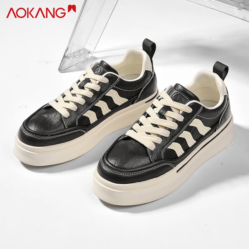 Aokang/奥康官方旗舰官网正品男鞋冬季板鞋男士休闲鞋复古增高鞋