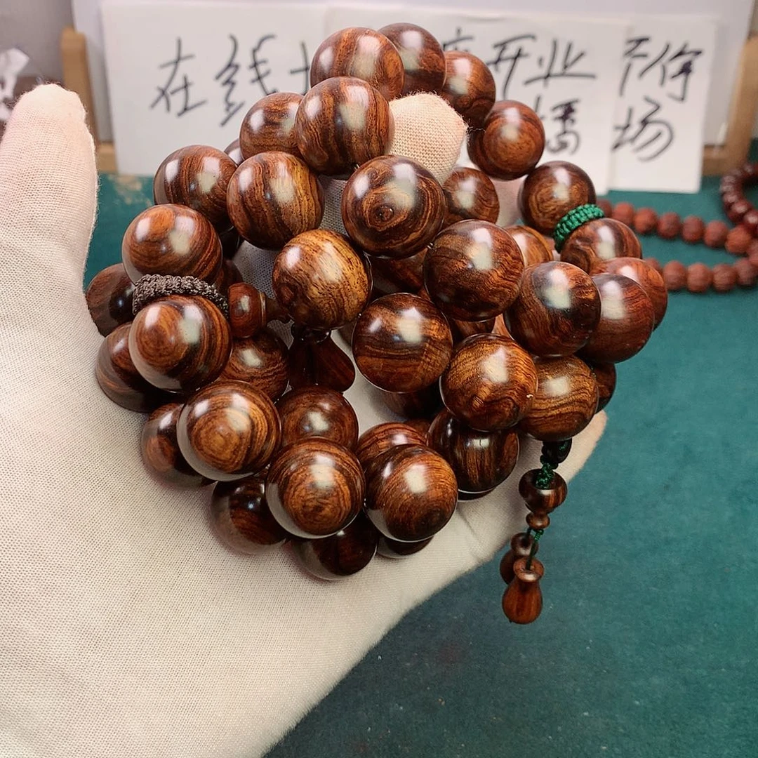 黄花梨/降香黄檀手串/手链20海南黄花梨满纹水波黑线