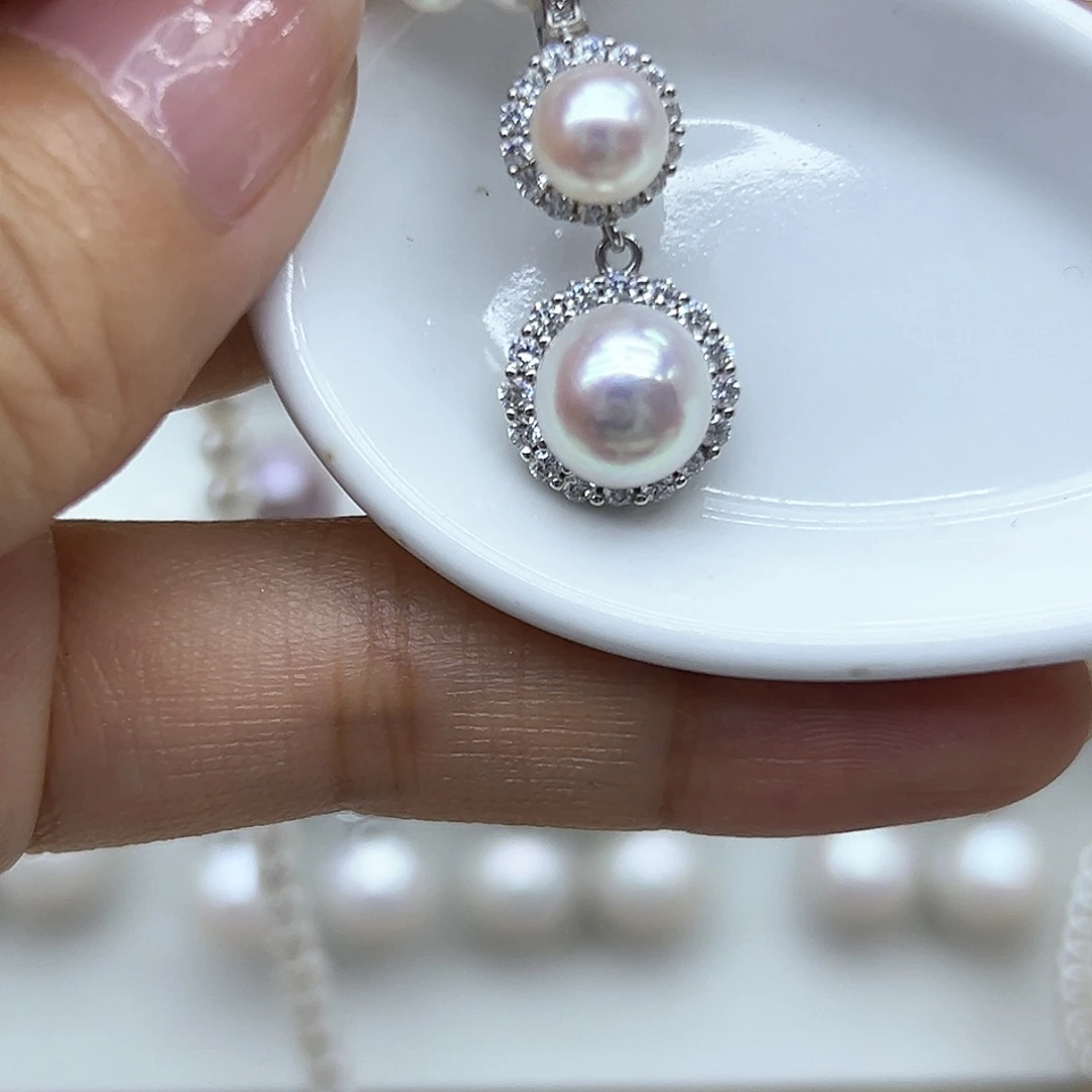 淡水珍珠银S925镶嵌颈饰