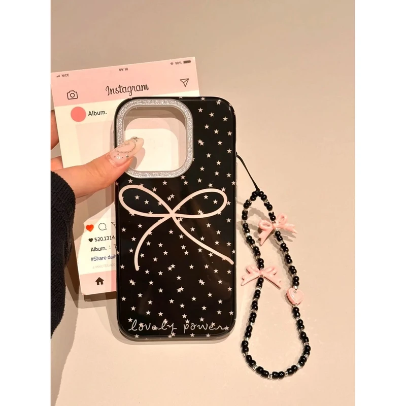 ins韩风星星蝴蝶结适用iPhone16手机壳苹果15/14promax少女13新款