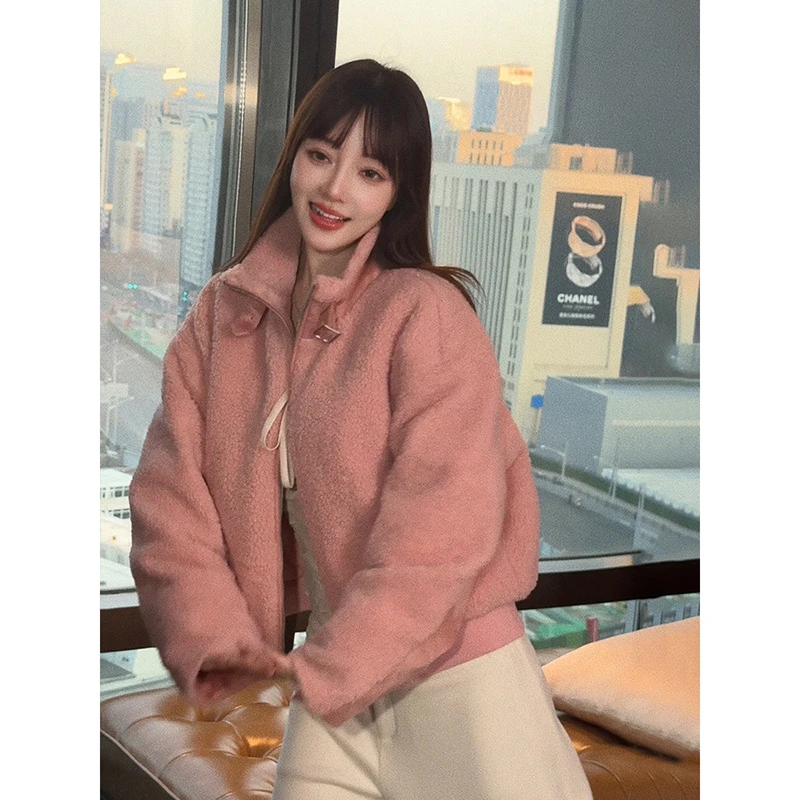 Lulusmiracle【雪中奶芙】李小璐同款立领摇粒绒麂皮绒羽绒服