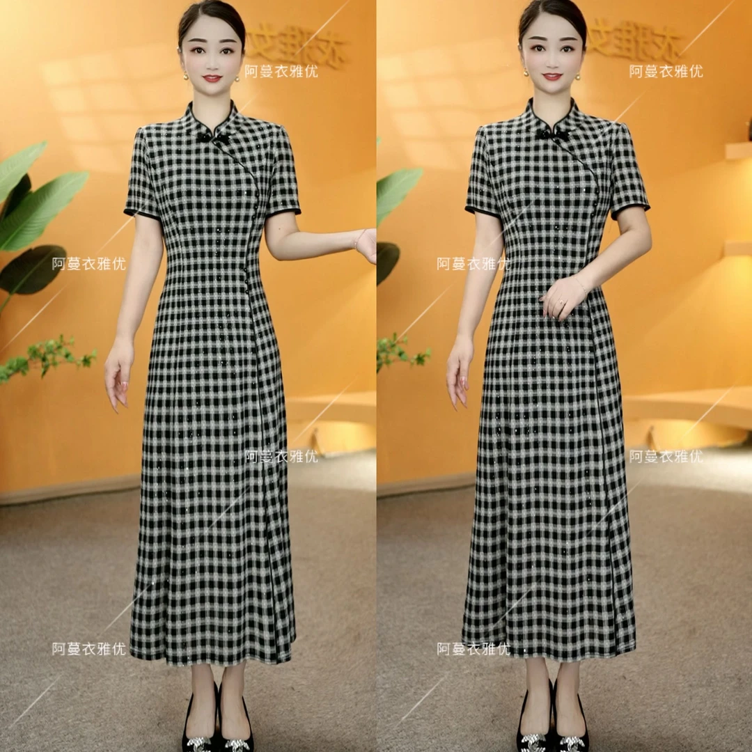 【衣雅严选】8088-2126#夏季新款时尚款满天星气质显瘦旗袍连衣裙