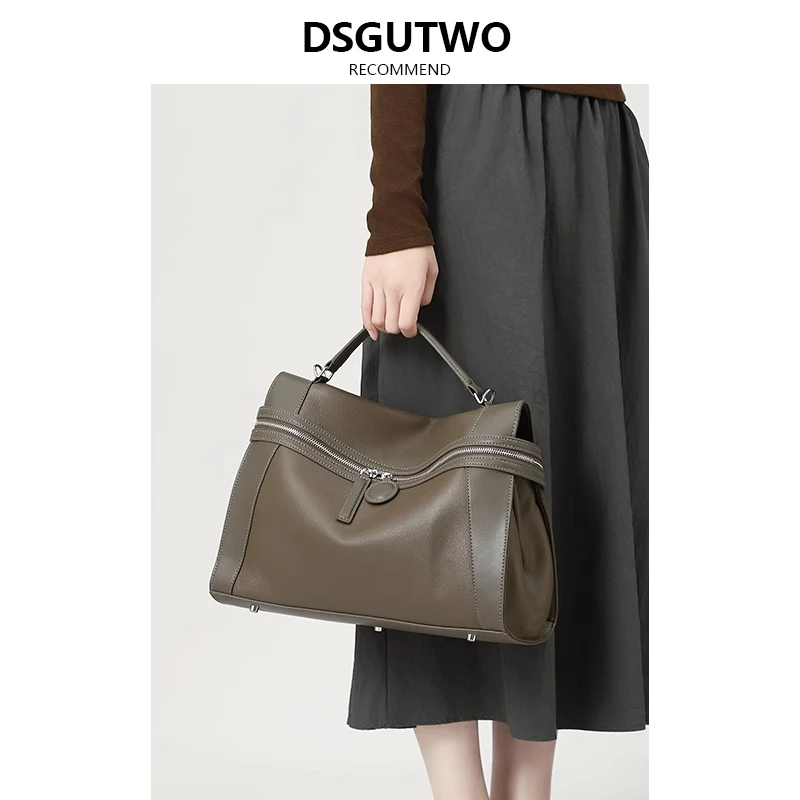 DSGUTWO 头层牛皮大牌单肩腋下女包2025设计师款手提大容量斜挎包