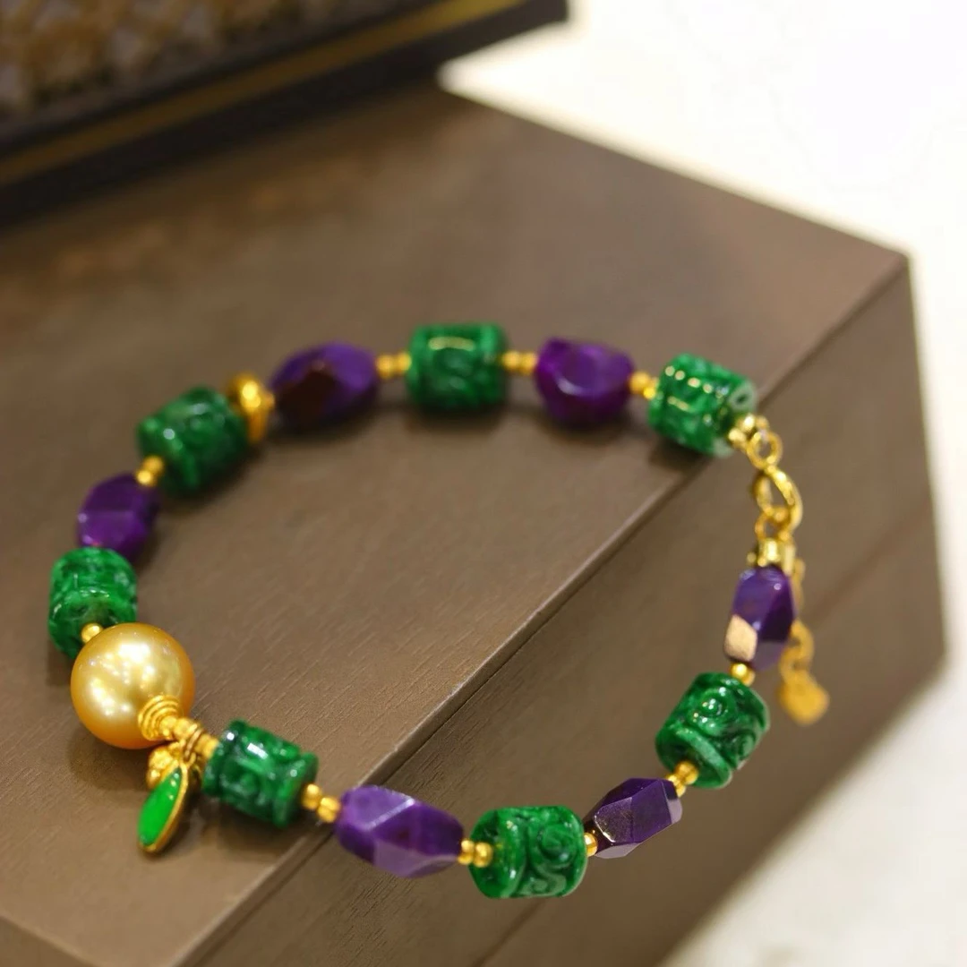 18k金 灵动贵气典雅的新中式金珠9-10mm好有韵味翡翠金珍珠设计款