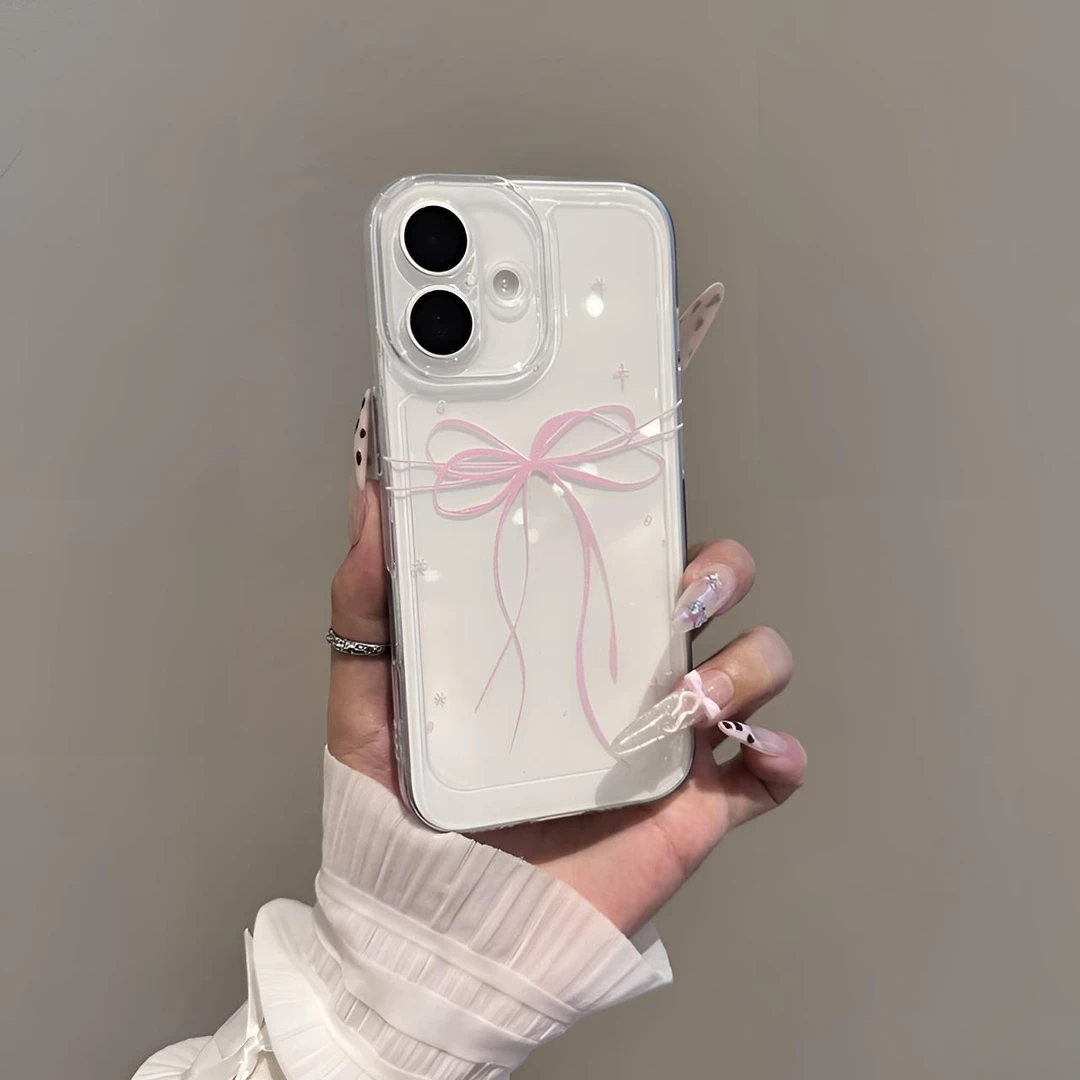 韩系简约甜美蝴蝶结适用苹果17promax手机壳16小米华为14防摔