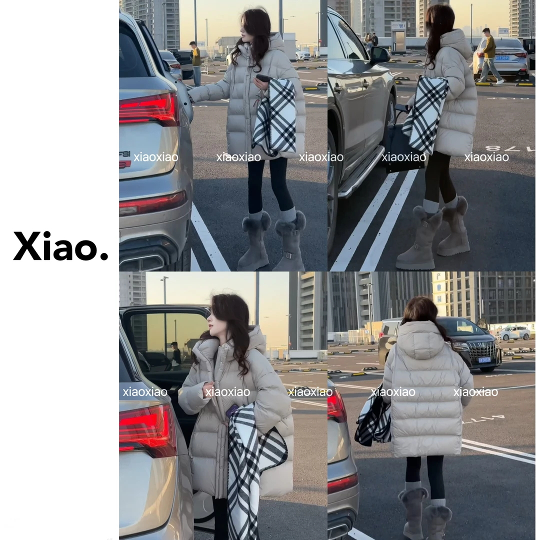 2024冬款加厚连帽立领中长款羽绒服