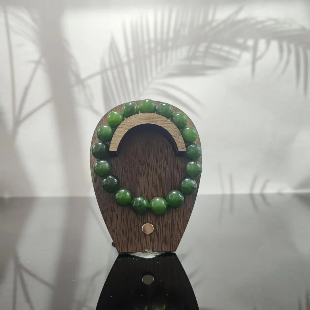 X和田玉碧玉圆珠手串（卡12）0560