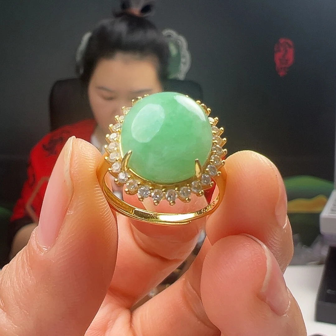 银S925镶嵌翡翠耳饰