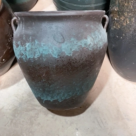 紫砂花盆口24高度26黑刷