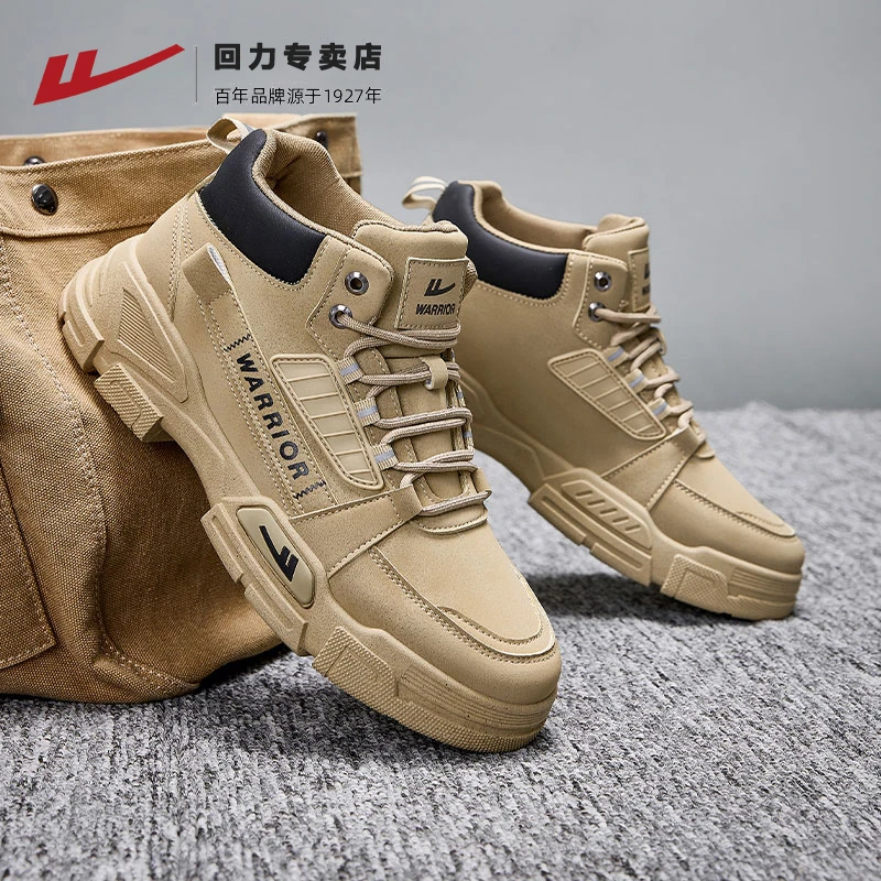 回力男鞋加绒马丁靴2025新款高帮户外骑行靴爆款防水防滑雪地靴男