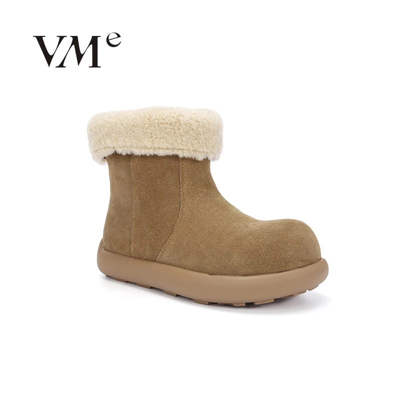 VME/舞魅冬季厚底保暖加绒毛茸茸休闲时尚短筒雪地靴VS25D2549