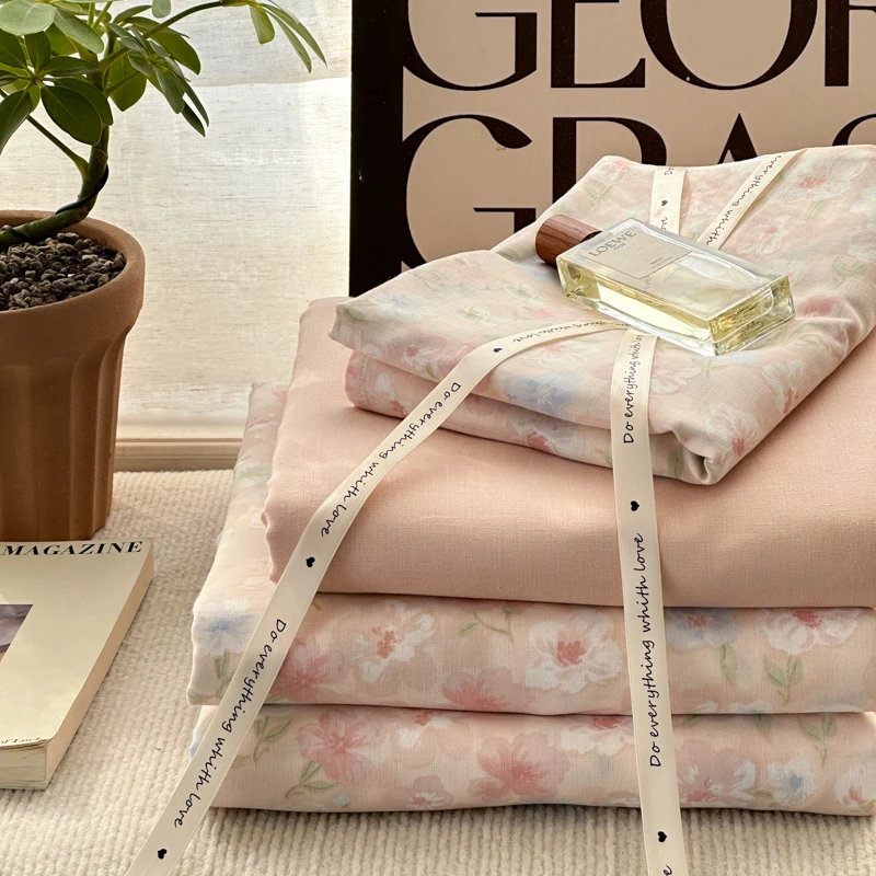 沁晨家居-全棉双层纱四件套小碎花纯棉三件套床上用品被套床单YOC