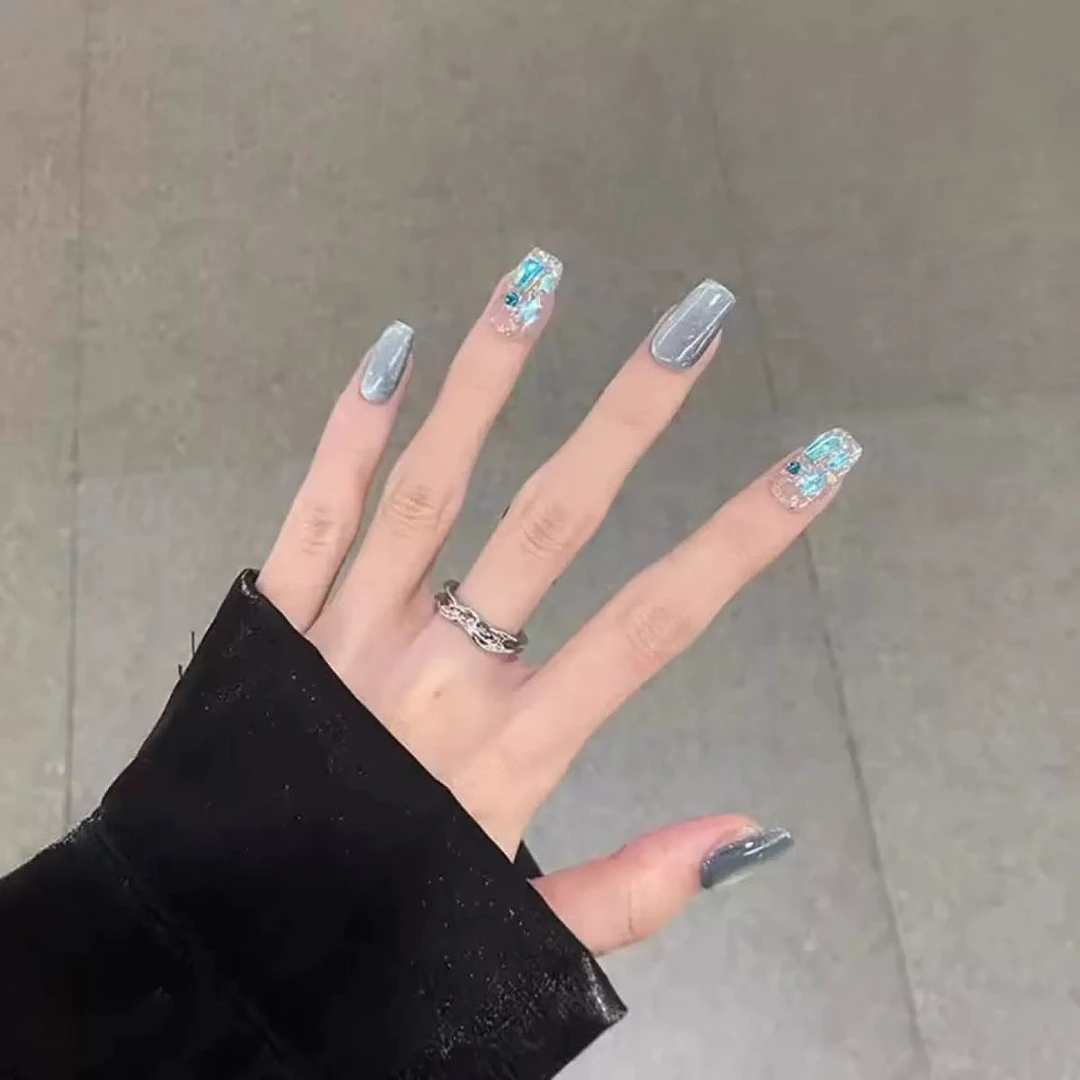 【爆闪蓝钻】纯手工轻奢夏威夷风格高级感十足琴岛穿戴甲红色美甲