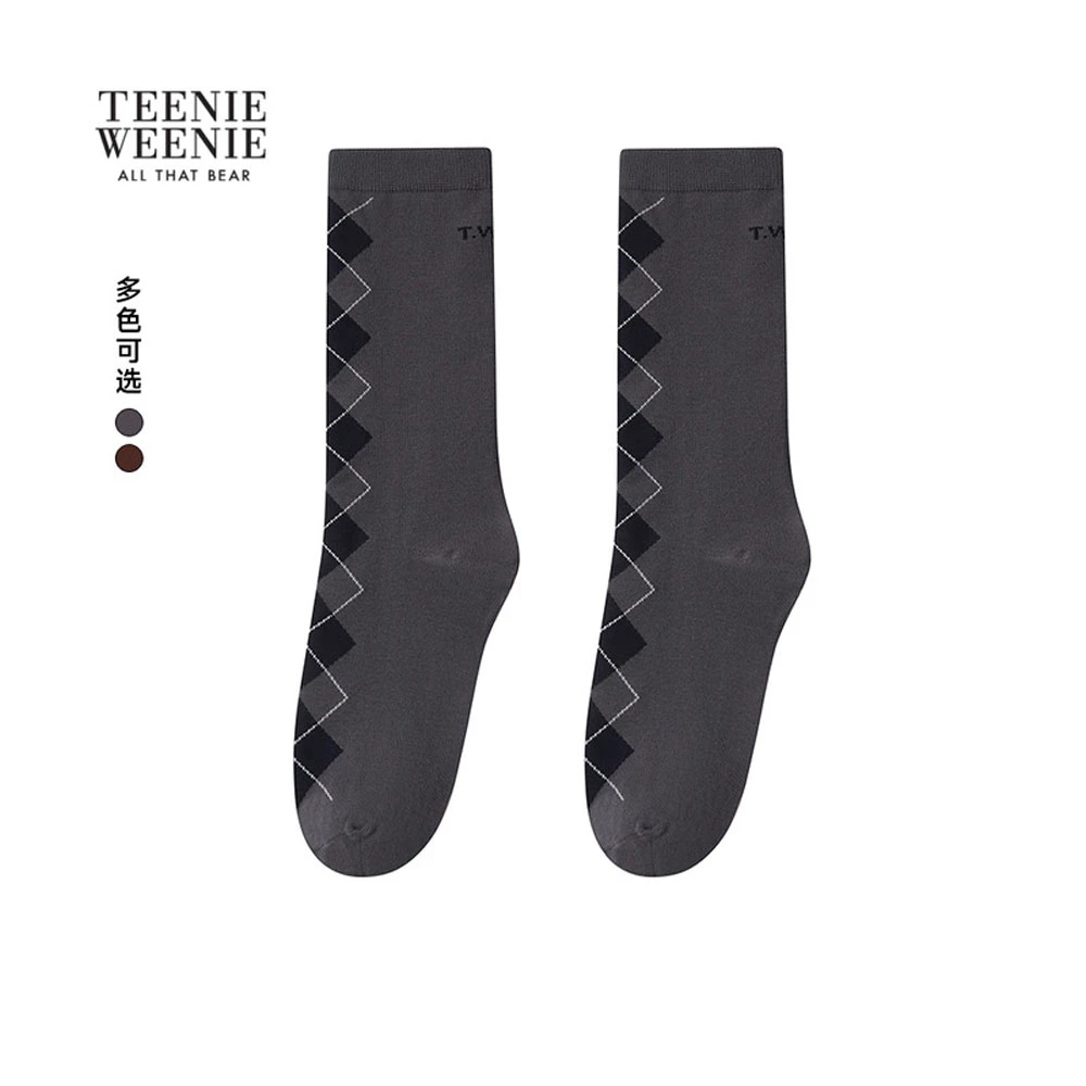 TeenieWeenie小熊女装袜子25秋新款学院风中筒袜TTAY25F801W
