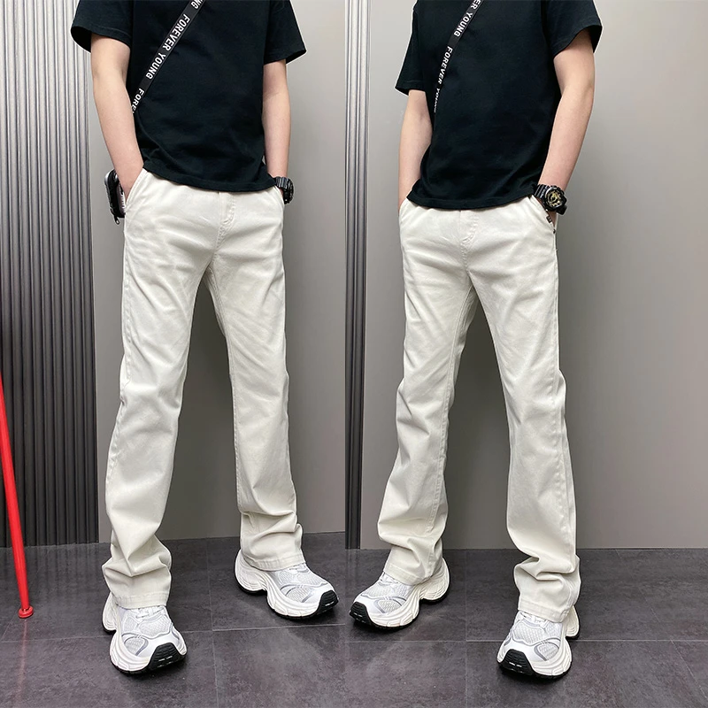 秋冬加绒保暖青年宽松哈伦潮流直筒裤痞帅美式休闲百搭微喇牛仔裤